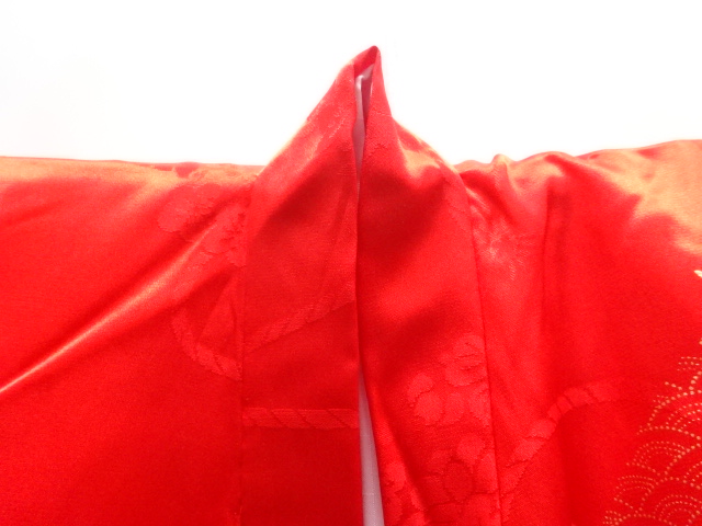  御所車に花鳥模様子供着物(内袖・長襦袢付き)